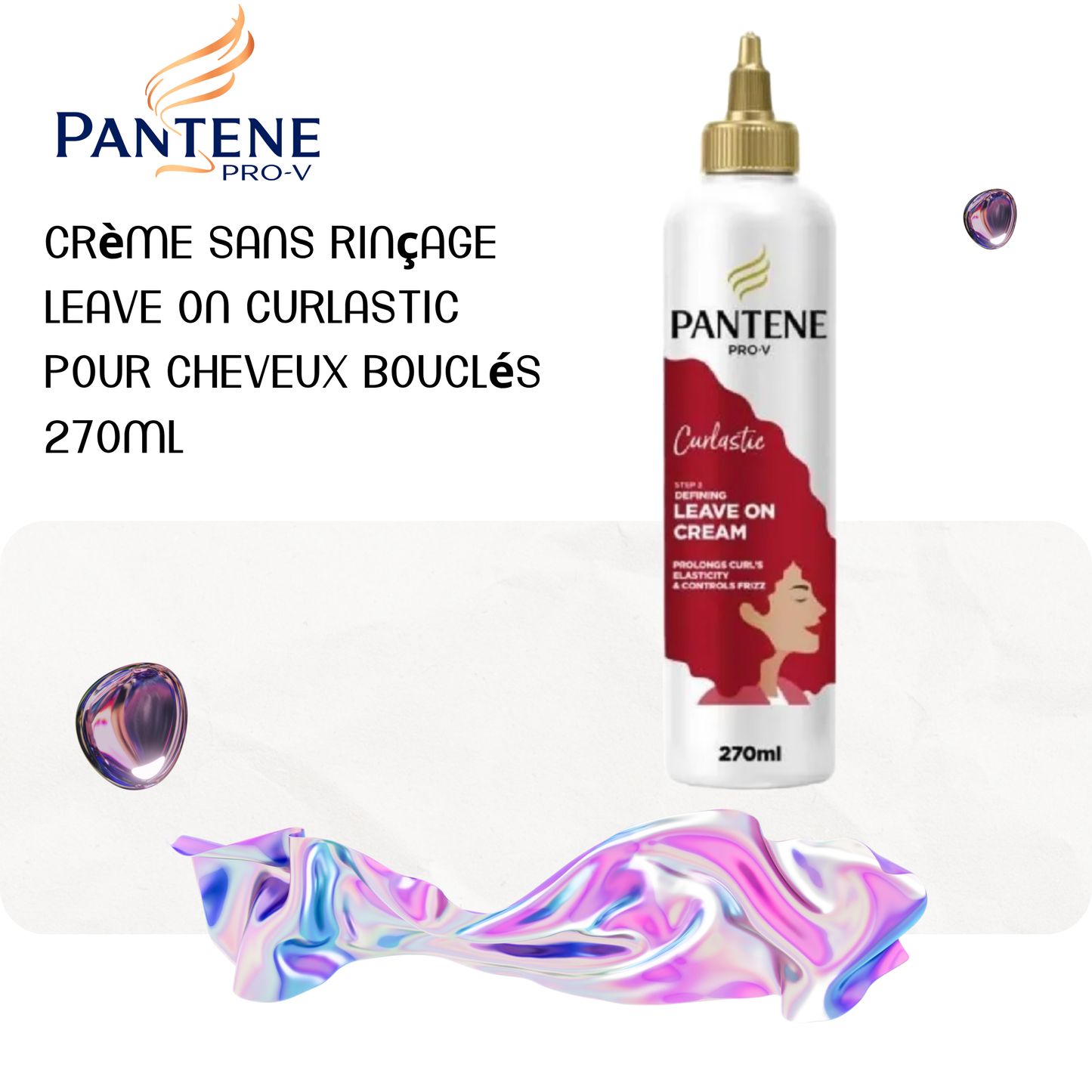 Crème sans rinçage Leave On Curlastic pour cheveux bouclés 270ml - PANTENE