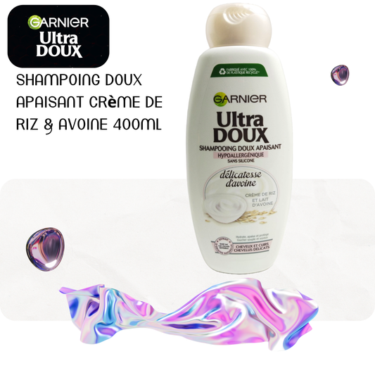 Shampoing doux apaisant crème de riz & avoine 400ml - ULTRA DOUX