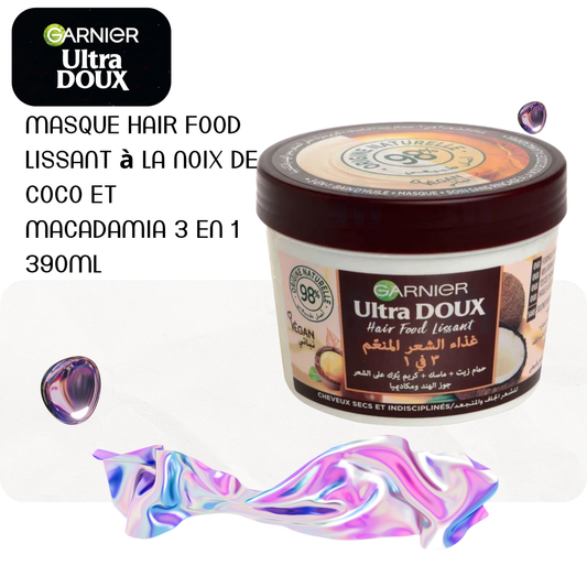 Masque hair food lissant à la noix de coco et macadamia 3 en 1 390ml-ULTRA DOUX