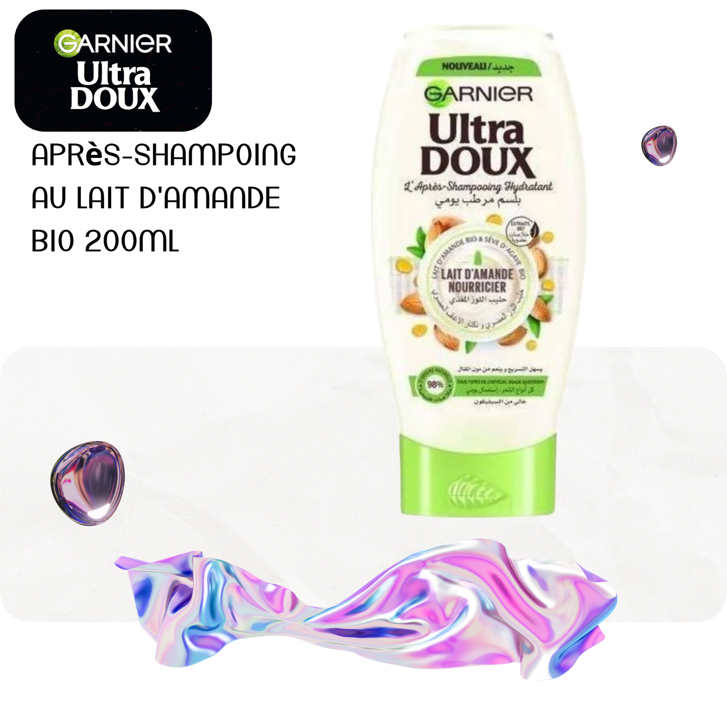 Après-Shampoing au lait d'amande bio 200ml - ULTRA DOUX