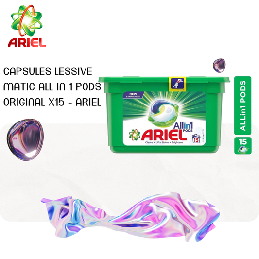 Capsules lessive Matic All in 1 Pods Original x15 - ARIEL