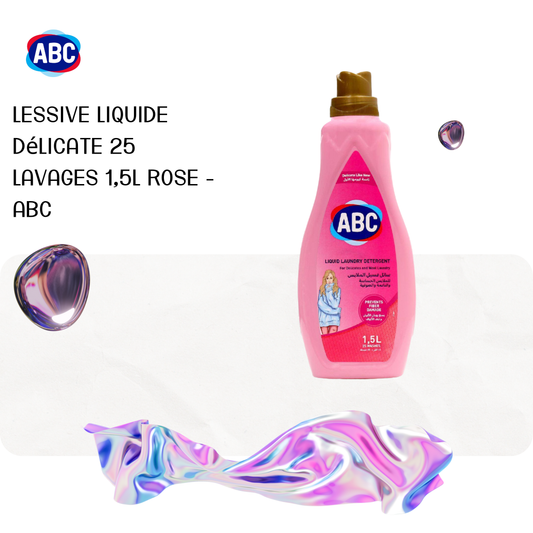 Lessive liquide Délicate 25 lavages 1,5L Rose - ABC