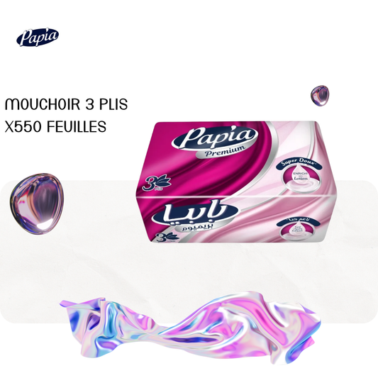 Mouchoir 3 plis x550 feuilles - PAPIA