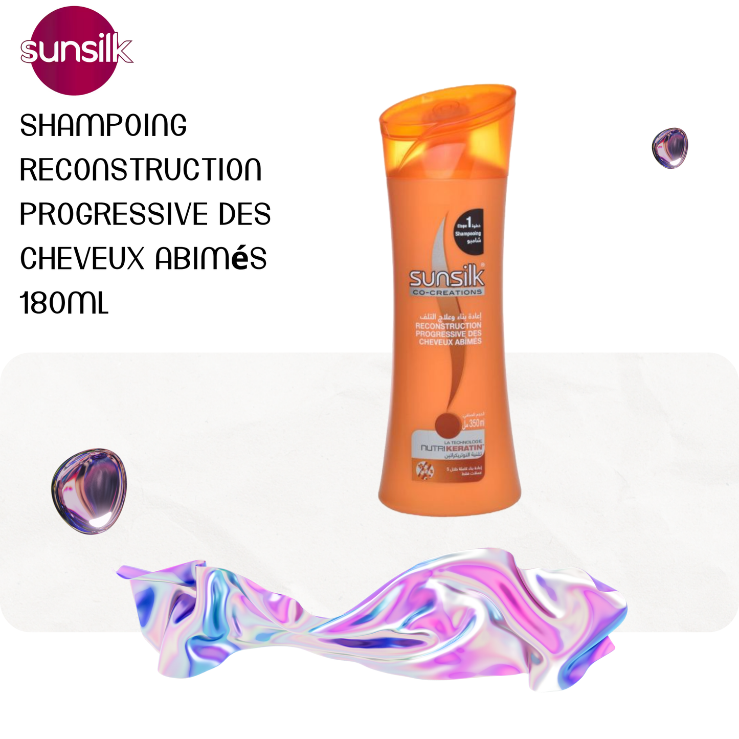 Shampoing reconstruction progressive des cheveux abimés 180ml - SUNSILK