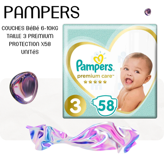 Couches Bébé 6-10Kg Taille 3 Premium Protection x58 unités - PAMPERS