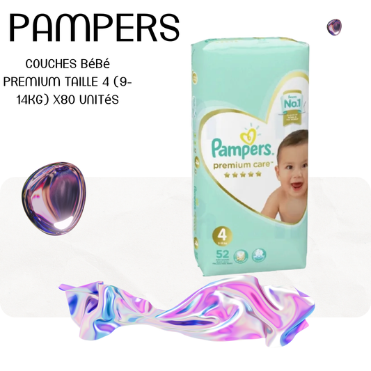 Couches Bébé Premium taille 4 (9-14Kg) x80 unités - PAMPERS