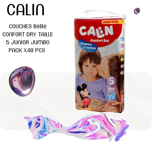 Couches bébé confort dry taille 5 junior Jumbo Pack x48 pcs - CALIN